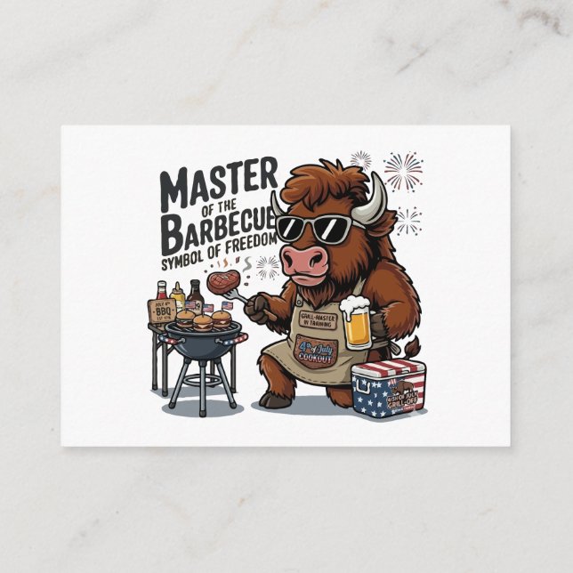 Funny 4th of July Grill Master Bison BBQ Enclosure Card (Back)