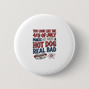 Funny 4th of July Hot Dog Patriotic Shirt Design_1 6 Cm Round Badge