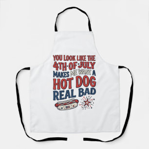 Funny 4th of July Hot Dog Patriotic Shirt Design_1 Apron