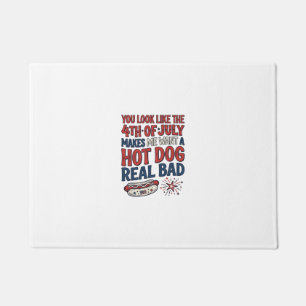 Funny 4th of July Hot Dog Patriotic Shirt Design_1 Doormat