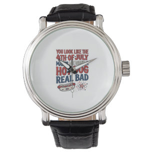 Funny 4th of July Hot Dog Patriotic Shirt Design_1 Watch