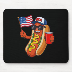 Funny 4th Of July Hot Dog Usa Patriotic Independen Mouse Pad