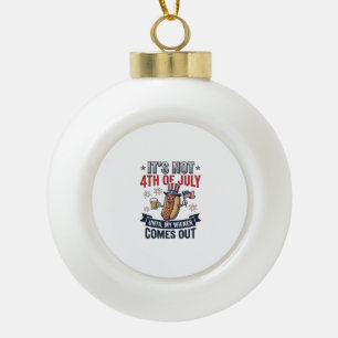 Funny 4th Of July Hot Dog Vintage Patriotic Shirt_ Ceramic Ball Christmas Ornament