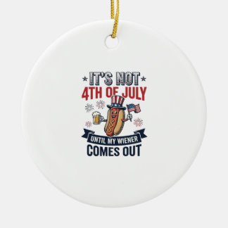 Funny 4th Of July Hot Dog Vintage Patriotic Shirt_ Ceramic Tree Decoration