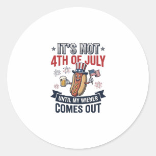 Funny 4th Of July Hot Dog Vintage Patriotic Shirt_ Classic Round Sticker