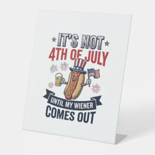 Funny 4th Of July Hot Dog Vintage Patriotic Shirt_ Pedestal Sign