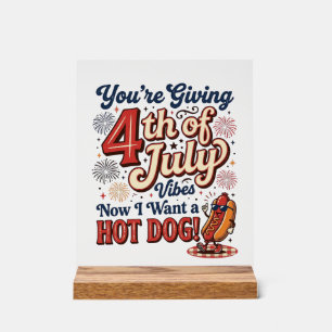 Funny 4th of July Hot Dog Vintage Shirt Design_1 Acrylic Sign