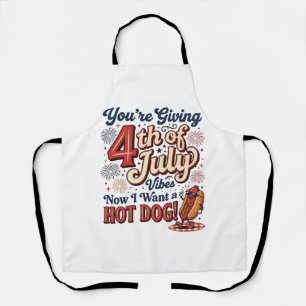 Funny 4th of July Hot Dog Vintage Shirt Design_1 Apron