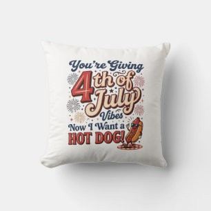 Funny 4th of July Hot Dog Vintage Shirt Design_1 Cushion