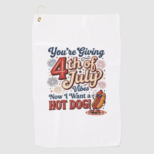 Funny 4th of July Hot Dog Vintage Shirt Design_1 Golf Towel