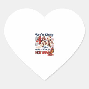 Funny 4th of July Hot Dog Vintage Shirt Design_1 Heart Sticker