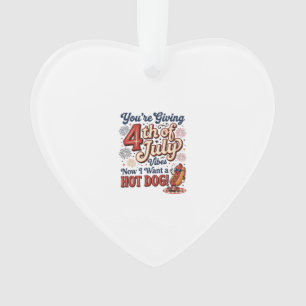 Funny 4th of July Hot Dog Vintage Shirt Design_1 Ornament
