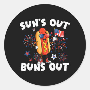 Funny 4th Of July Hotdog Usa Flag Patriotic Women Classic Round Sticker