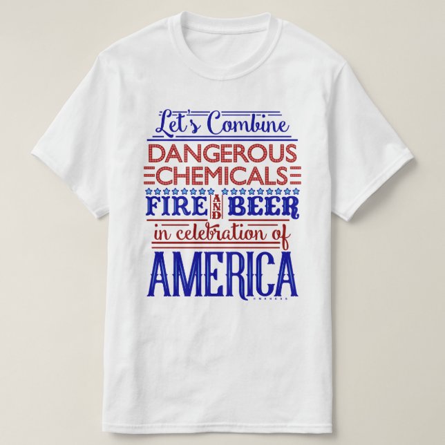 Funny 4th of July Independence Day Beer Fireworks T-Shirt (Design Front)
