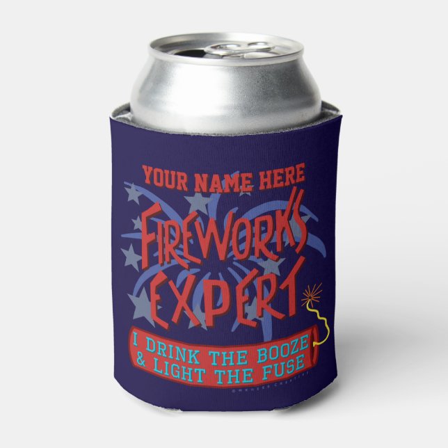 Funny 4th of July Independence Fireworks Expert Can Cooler (Can Front)