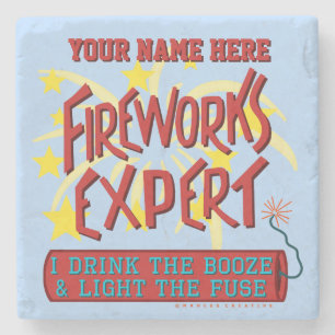 Funny 4th of July Independence Fireworks Expert Stone Coaster