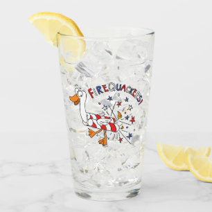 Funny 4th of July Kids Cartoon Glass
