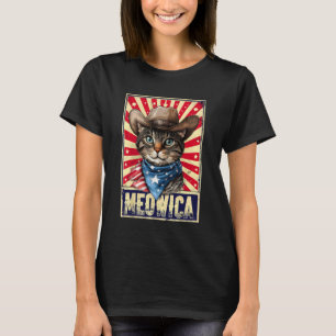 Funny 4th Of July Meowica American Flag Kitty Cat T-Shirt