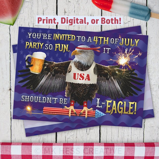 Funny 4th of July Party | Eagle Beer Fireworks Invitation (Creator Uploaded)
