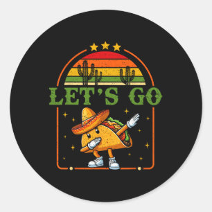 Funny 4th Of July Patriotic Dabbing Taco Meme Let' Classic Round Sticker