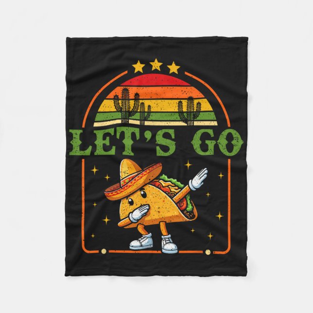 Funny 4th Of July Patriotic Dabbing Taco Meme Let' Fleece Blanket (Front)