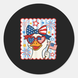 Funny 4th Of July Patriotic Silly Goose American G Classic Round Sticker