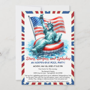 Funny 4th of July Pool Party Invitation 
