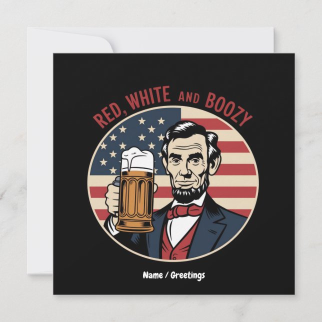 Funny 4th of July Red White and Boozy  Invitation (Front)