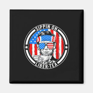 Funny 4th Of July Sippin On Liber-tea Liberty Usa Magnet