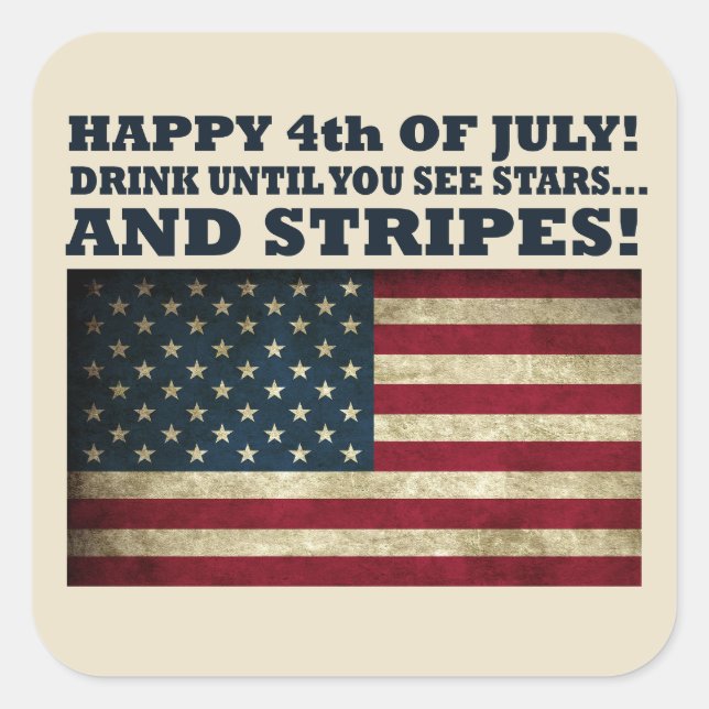 Funny 4th of july square sticker (Front)