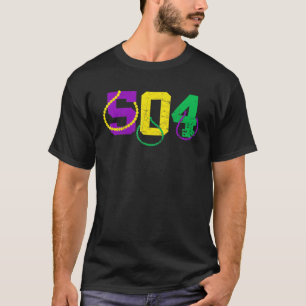 Funny 504 New Orleans Mardi Gras Apparel Vintage M T-Shirt