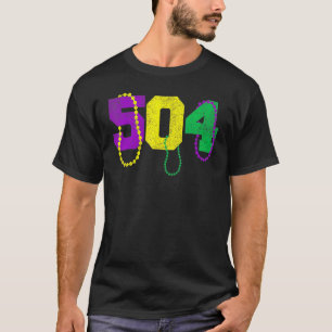 Funny 504 New Orleans Mardi Gras Apparel, Vintage T-Shirt