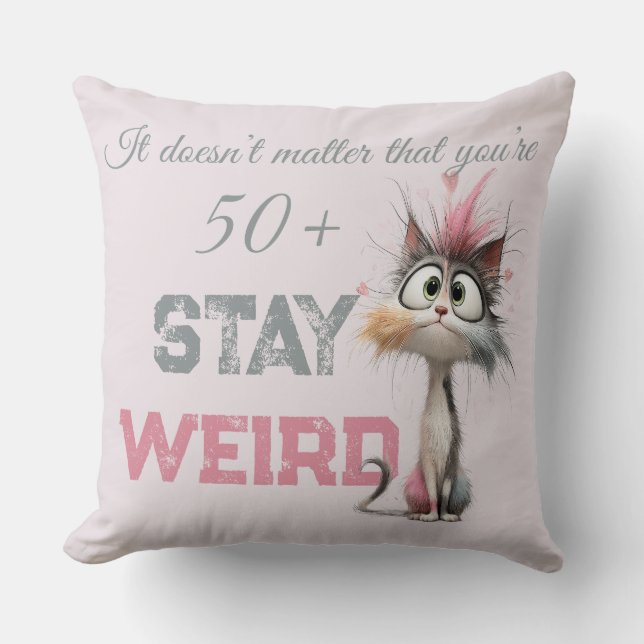 Funny 50 Plus Cat Aging Cushion (Front)