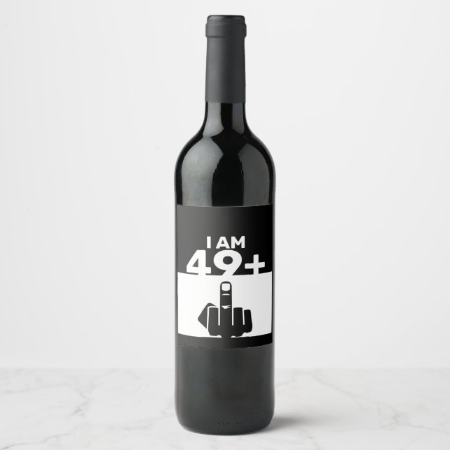 Funny 50th Birthday Gift, 49 Plus one Wine Label (Front)