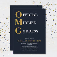 Funny 50th Birthday Navy Gold OMG Humourous