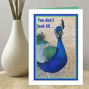 Funny 50th Birthday Peacock Card for Women