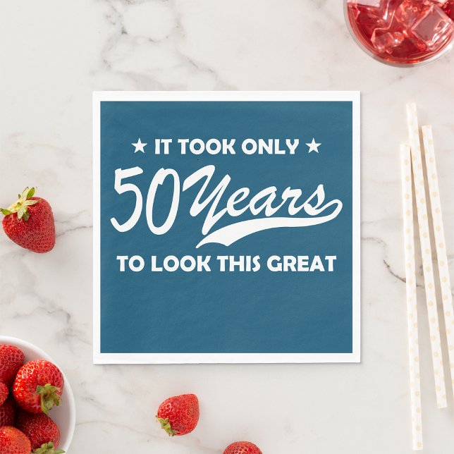 Funny 50th Birthday Retro Typography Napkin (Creator Uploaded)