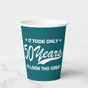 Funny 50th Birthday Retro Typography Paper Cups