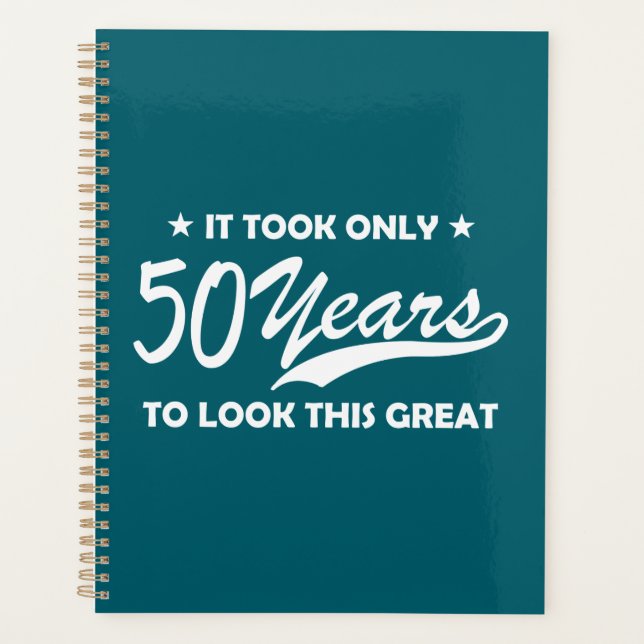 Funny 50th Birthday Retro Typography Planner (Front)