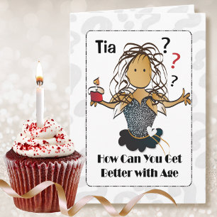 Funny 50th Birthday Sweet Ethnic Female Cartoon Card