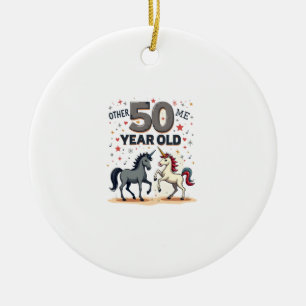Funny 50th Birthday Unicorn Horse Vintage Graphic Ceramic Tree Decoration