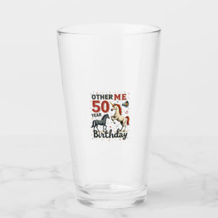Funny 50th Birthday Unicorn Horse Vintage Graphic  Glass