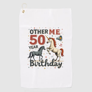 Funny 50th Birthday Unicorn Horse Vintage Graphic Golf Towel