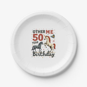 Funny 50th Birthday Unicorn Horse Vintage Graphic Paper Plate