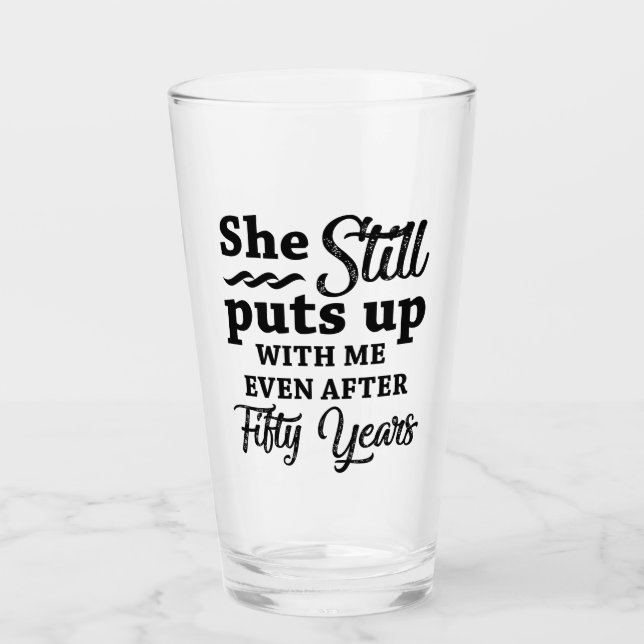 Funny 50th Wedding Anniversary Glass (Front)