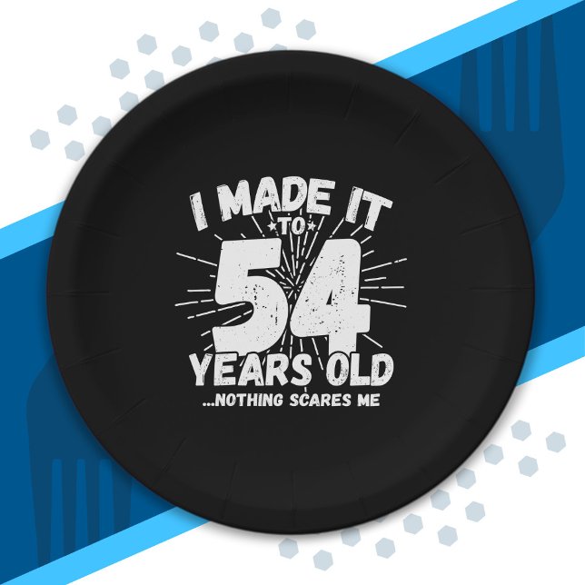 Funny 54th Birthday Quote Sarcastic 54 Year Old Paper Plate (Creator Uploaded)