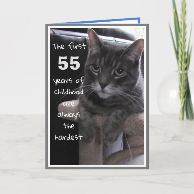 Funny 55 Birthday Cat Card (Front)