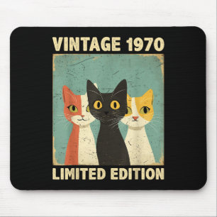 Funny 55 Years Old Gift Vintage 1970 Cat Lover 55t Mouse Pad