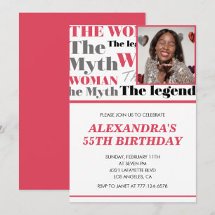 Funny 55th birthday invitation Photo Myth Legend
