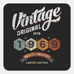 Funny 56 Year Old 1969 Vintage 56th Birthday Gift Square Sticker